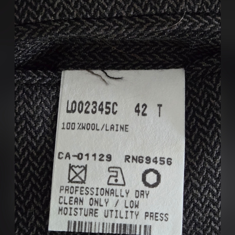 Classic Mens Gray/black Button-Up Suit Vest 42 T, Wool - Picture 10 of 10